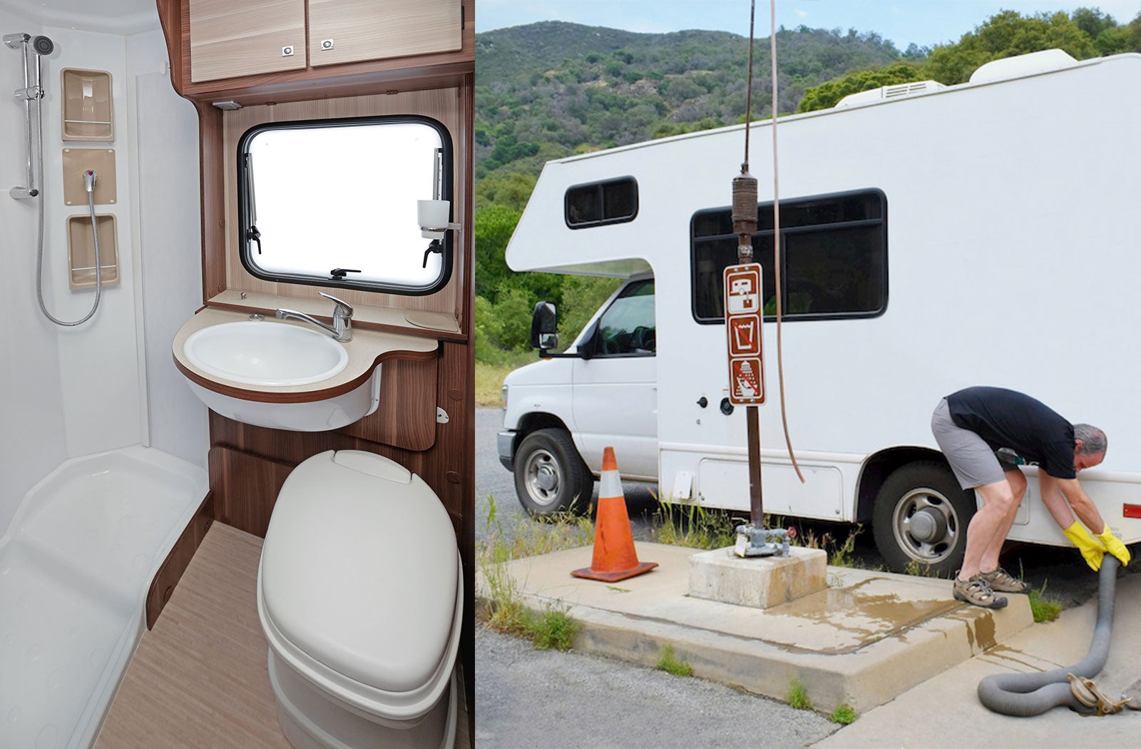 Portable RV/camper toilet and holding tank setup in Palestine, Texas