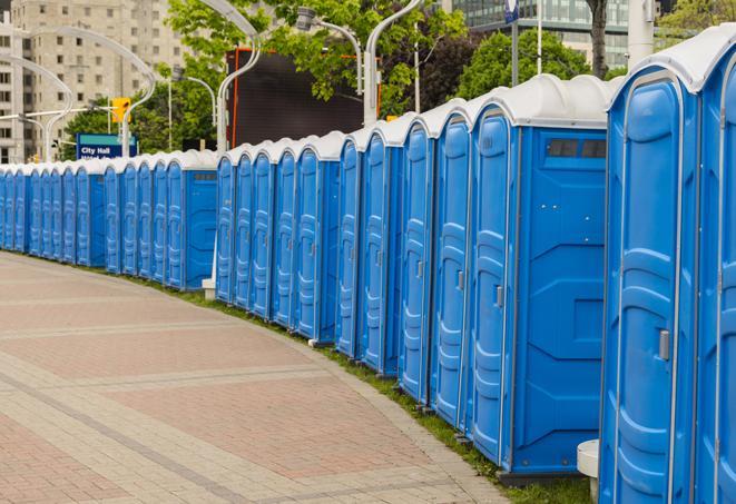 Seasonal porta potty units set up at a Palestine, Texas venue